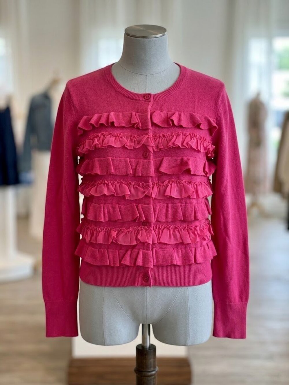 GapKids Girls XXL (14-16) Hot Pink Raffle Tiered Cardigan Sweater 100% Cotton